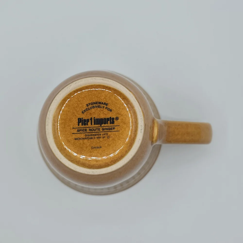 Pier 1 Imports Spice Route Ginger Stoneware Coffee Mug Beaded Rim Yellow Mustard